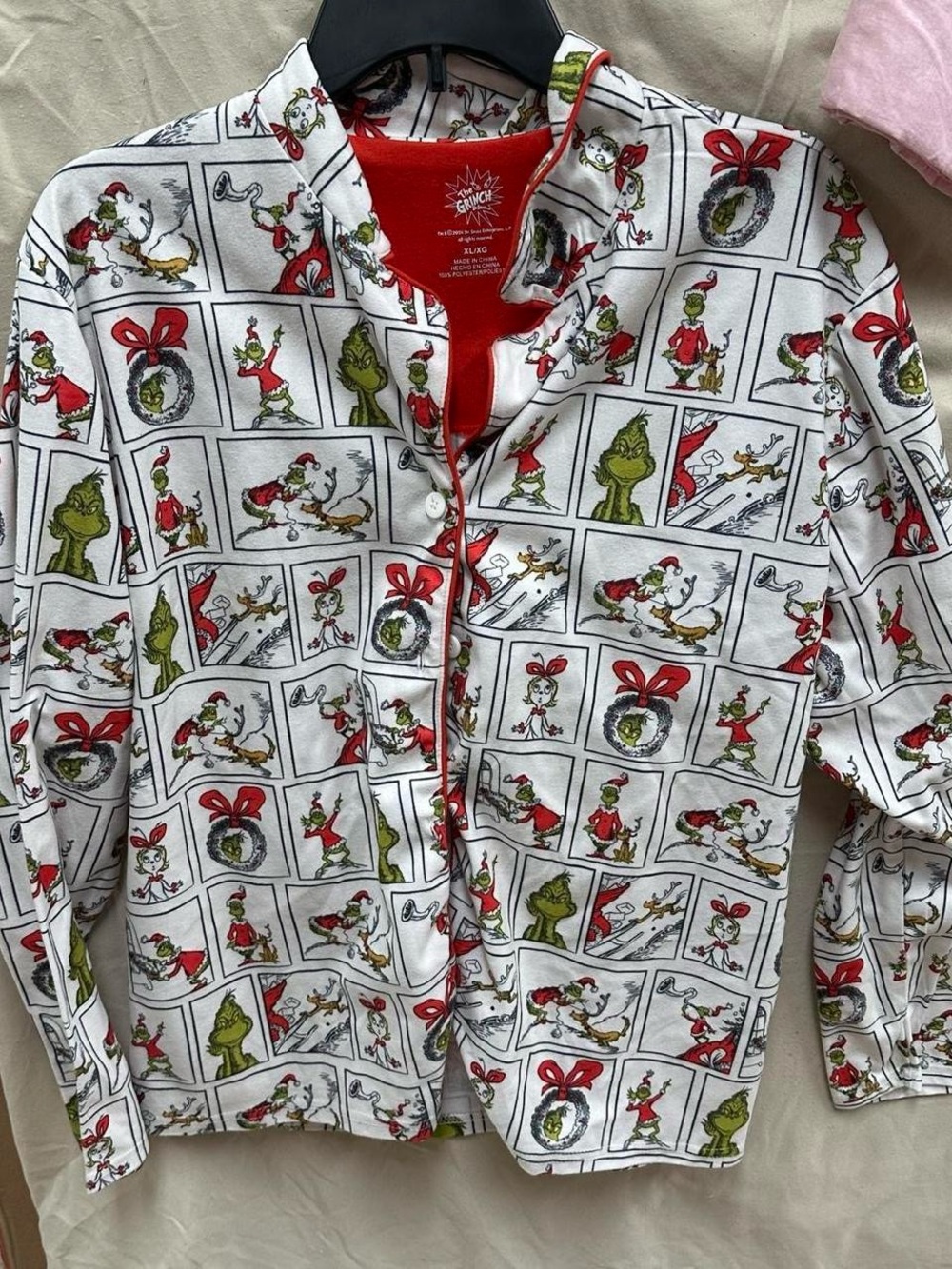 Dr. Sues The grinch pajama top. Adult Size extra large.